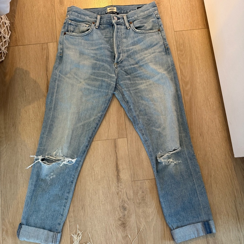 Citizens Of Humanity Light Blue Distressed Boyfriend Jeans